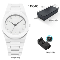 Montre à quartz à chiffres arabes, boîte cadeau de luxe, ultra-fine, grand cadran, montre à quartz en plastique, étanche, montre pour homme