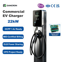 Stasiun Pengisian Daya Kendaraan Listrik Komersial Grosir GANCRON 22kW AC Tipe 2 OCPP 1.6J Bersertifikasi MID untuk Pemasangan di Dinding untuk Parkir Umum di EU & UK