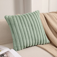 Housse de coussin ultra douce en fausse fourrure de lapin, en velours rayé, coussin décoratif pour canapé, salon