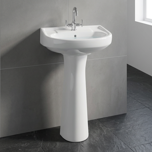 Lavabo en céramique blanche de style moderne avec piédestal complet pour villa, centre commercial, salle de bain intérieure - Product Image 3