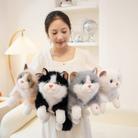 Vente en gros de jouets en peluche sur mesure, animal de ferme en peluche de simulation, chat en peluche avec perles, animal de chat réaliste musical avec son