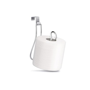 Porte-papier toilette mural auto-adhésif en alliage de zinc, design moderne, surface polie, pour porte d'armoire de salle de bain, transfrontalier - Product Image 1