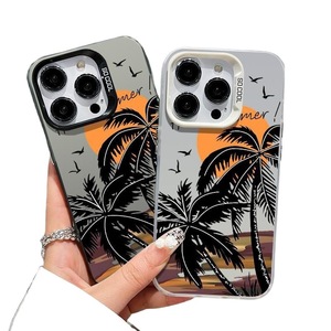 Étui rigide pour téléphone portable <span class=keywords><strong>Apple</strong></span> 11-16ProMax XS, dessin animé résistant aux chutes, créatif INS, coucher de soleil, cocotier, givré - Product Image 5