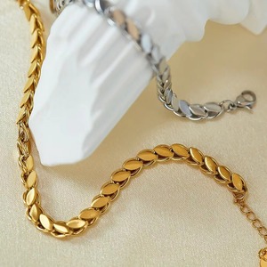 2025 joyería personalizada de moda para hombres, impermeable, hipoalergénico, geométrico, chapado en oro, brazaletes de cadena Simple de acero inoxidable - Product Image 6