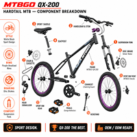 VTT MTBGO promotionnel OEM ODM 26 pouces en aluminium, 7 vitesses, freins à disque hydrauliques, pour jeunes/adultes, pour la conduite sur sentier