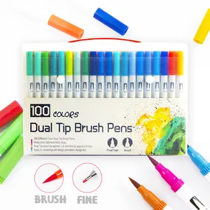 プロのプレミアムダブルエンド水彩ペン100色デュアルチップブラシペンマーカーペンセット