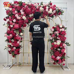 LEDA Customized Wedding Party decoration Pink <b>Artificial</b> Rose <b>Flowers</b> Peony Handmade <b>Flower</b> Runner Soft Irregular - Product Image 3