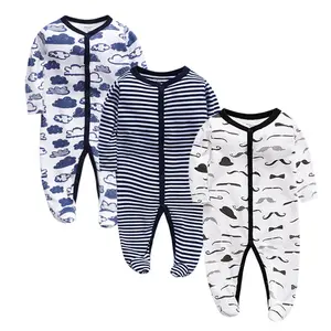 Boutique Clothes For Kids Floral Printing Ribbed Frogsuit Baby Clothes Pajama Rompers 0-12 Month Summer Newborn Baby Rompers