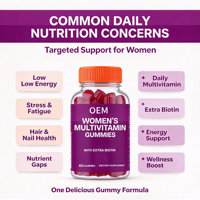 Gommes multivitaminées pour femmes avec biotine supplémentaire, 60 unités, complément alimentaire pour le bien-être quotidien des femmes