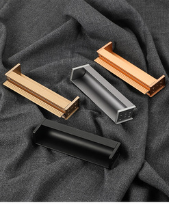 Slotted Concealed Pull Handle for Cabinet Kitchen <b>Doors</b>-Built-in Invisible Installation Aluminum Alloy Modern Design Hotel Use - Product Image 5