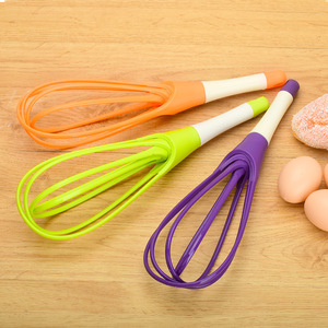 Ustensiles de <span class=keywords><strong>cuisine</strong></span>, <span class=keywords><strong>fouet</strong></span> à œufs en plastique, <span class=keywords><strong>fouet</strong></span> rotatif 2 en 1, ballon et <span class=keywords><strong>fouet</strong></span> plat recouvert de <span class=keywords><strong>silicone</strong></span> pour mélanger - Product Image 2