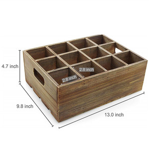 กล่องเก็บของแบบชนบทสีน้ำตาล12ช่อง,ขวดไวน์เบียร์ลังไม้พร้อมช่องแบ่ง - Product Image 3