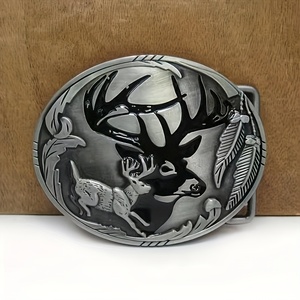 Gesper sabuk hewan mode rusa liar gaya koboi Barat desain baru 2025 untuk pria - Product Image 4