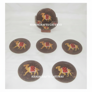 Juego de té de posavasos de camello pintado con esteatita hecha a mano de mejor diseñador indio para decoración de hogar y restaurante a precio barato - Product Image 1