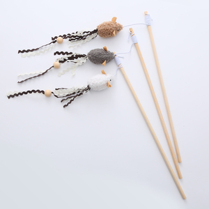 Bastoncino di peluche a forma di topo Kangdarpet | Palo in legno naturale + corda elastica con nappine | Giocattoli per gatti interattivi all'ingrosso forniture per animali domestici - Product Image 6