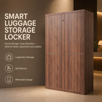 Casier intelligent pour bagages en bois, casier de rangement de bagages en libre-service avec écran tactile pour hall d'hôtel
