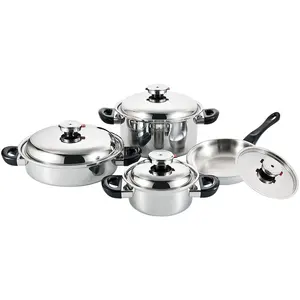 8Pcs 5 Ply Waterless Greaseless Cookware Set Stainless Steel Aluminum Core Pots And Pans For Safety Microwave Dishwasher