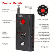Détecteur de signal sans fil à prix de gros usine, localisateur de dispositifs de suivi GSM, scanner radio RF sans fil CC308+, détecteur anti-écoute