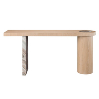 KUMUSI FURNITURE Table d'entrée de luxe en marbre massif naturel fait main, table console en bois et marbre