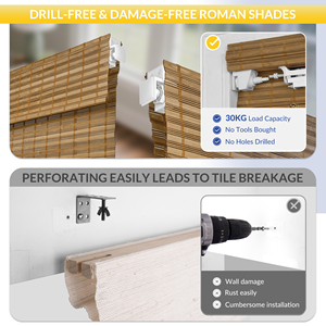 Tende Romane in Bambù Naturale Senza Foratura, Filtranti, con Protezione UV e Impermeabili per Finestre di Casa - Product Image 5