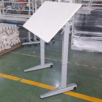 Table de classe mobile ergonomique moderne en métal, système de levage à gaz réglable en hauteur et pliant pour l'école et le salon