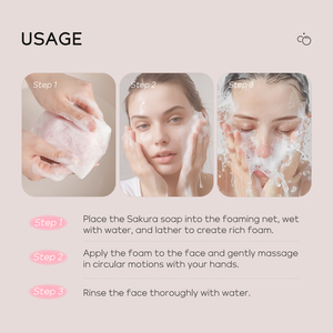 Savon nettoyant pour le visage et le corps 90g, naturel, fait main, hydratant et nourrissant, LAIKOU JAPAN SAKURA, savon en barre pour le bain - Product Image 6