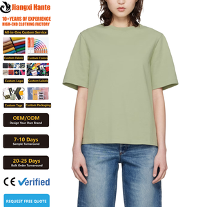 <span class=keywords><strong>T</strong></span>-shirts amples et décontractés pour femmes de haute qualité du fabricant, avec logo brodé personnalisé, <span class=keywords><strong>col</strong></span> rond, couleur unie - Product Image 1