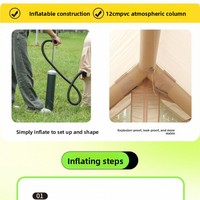 Tente Gonflable Double Porte Version AB de 12 Mètres Carrés avec Petit Fenêtre de Toit Couleur Kaki Quatre Saisons Imperméable Anti-Moustiques Montage Rapide
