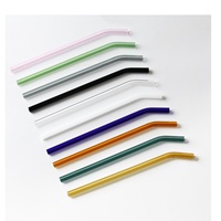Pailles à boire réutilisables en verre borosilicate de haute qualité, 8 pouces (200 mm), colorées et courbées, pour smoothies et jus de fruits