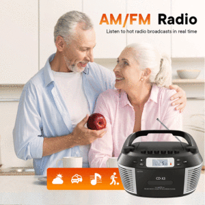 Multifunctional Portable CD Boombox with Cassette Tape Recorder AM/FM Radio USB MP3 <b>Player</b> Remote Control <b>for</b> Home - Product Image 6