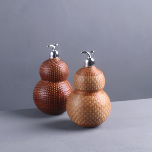 Handmade Bamboo Gourd <b>Thermos</b> Cup With Stainless Steel Inner Liner Portable <b>Tea</b> Set Chinese Style Rattan Gourd Shape - Product Image 1