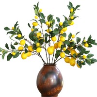 Citron artificiel en soie, arrangement de 7 branches, décoration d'intérieur, accessoire photo de mariage, modèle chinois 2403