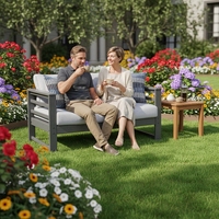 Canapé d'extérieur moderne en HDPE, résistant aux UV, écologique, 2 places, pour patio, jardin, salon, balcon