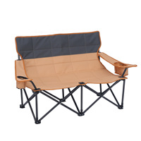 Kursi Lipat Ganda untuk Bersantai di Luar Ruangan, Kursi Camping Baja Karbon, Kursi Pancing dengan Sandaran Sofa, Lipat Modern, Oxford, untuk Pasangan