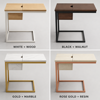 Table d'appoint ronde moderne avec cadre en métal doré et plateau en bois, marbre, bambou ou résine, table basse pour salon, OEM ODM