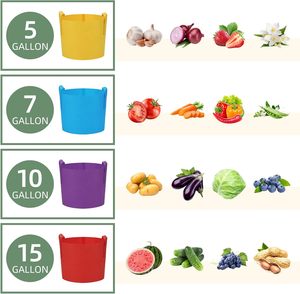 Sacs <span class=keywords><strong>de</strong></span> culture en feutre multicolores avec poignées, respirants et durables, écologiques, pour jardin intérieur et extérieur, capacité <span class=keywords><strong>de</strong></span> 10 gallons - Product Image 5