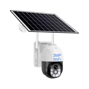 PIR Human Auto-tracking V380 3MP Outdoor Waterproof WiFi Camera With Battery Powered Solar Panel