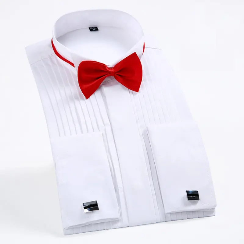 High Quality White Regular Fit Business Men Social Shirt Long Sleeve Turn-down Collar Solid Tuxedo Shirts For Men
