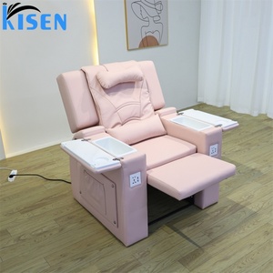 KISEN Pink Pedicure Chair with Electric Reclining Foot Bath Massage Spa Manicure Station No Plumbing Required Nail Beauty Salon - Product Image 1