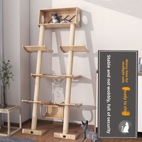 Étagère murale pour chat en bois de luxe de style japonais, facile à installer, griffoir pour chat, design écologique, pas de vis nécessaires, petite taille