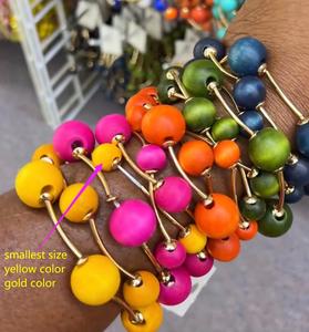 2026 nuovo arrivo di moda 18K oro Punk palle grossi braccialetti d'argento a buon mercato Design all'ingrosso nuovo legno braccialetto elastico per le donne - Product Image 5