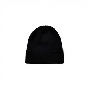 Unisex Black Beanie Hat 100% Acrylic Cuffed Knit Solid Color Casual <b>Winter</b> <b>Cap</b> for Adults 56-58CM Head Circumference - Product Image 1