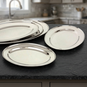 Durable Quality Commercial Grade Polished Finish Oval Stainless Steel Tray Rust Resistant Multi-Purpose <b>Serving</b> <b>Platter</b> - Product Image 2