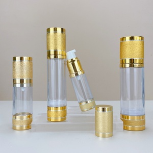 Cylinder Plastic Lotion <b>Bottle</b> With Gold Cap Airless <b>Pump</b> Refillable Empty Lotion <b>Pump</b> <b>Bottles</b> for Skin Care Products - Product Image 6
