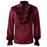 Nouvelle Blouse de Cosplay Halloween Vintage Médiévale Victorienne Gothique Lolita en Dentelle et Velours à Volants Chemise Steampunk Pirate Vampire Costume