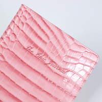 Carnets de notes en cuir de crocodile rose personnalisés, impression de carnets à couverture rigide sur mesure, carnet de luxe avec bords dorés