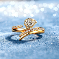 Bague de promesse en argent sterling S925 avec moissanite taille poire, bande torsadée ouverte, 1,0 CTW, pierres latérales pavées, pour femme
