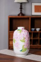 Vase de table en porcelaine émaillée Art Déco de Jingdezhen, fait main, écologique, motif floral rose, céramique Jiadu pour fleurs de bureau