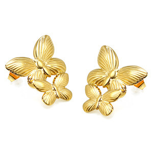 Butterfly <b>Titanium</b> Steel <b>Stud</b> Earrings Gold Color For Women Party Fashion Jewelry - Product Image 2
