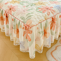 Nouvelle parure de lit florale romantique style européen 2026 avec jupe de lit en dentelle pour lit King Size